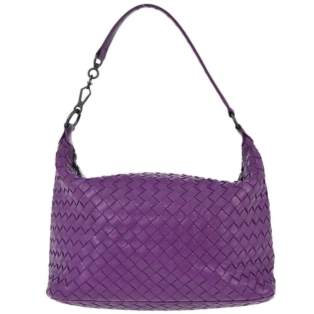 Bottega Veneta Zip Hobo Intrecciato Nappa Purple Leather Handbag ( )