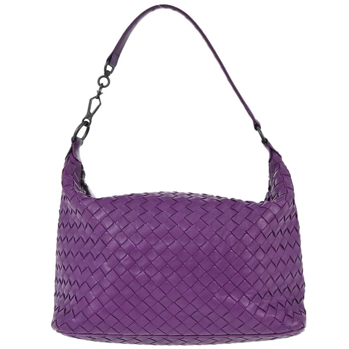 Bottega Veneta Zip Hobo Intrecciato Nappa Purple Leather Handbag ( )