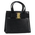 Salvatore Ferragamo Convertible Vara Bow Tote Leather Black Leather Handbag (Authentic  )