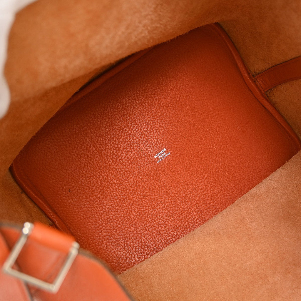 Hermes Picotin Bag Clemence Orange Leather Handbag ( )