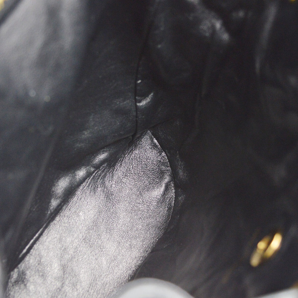 Chanel Duma Drawstring Backpack Quilted Leather Black Leather Backpack Bag (Authentic  )