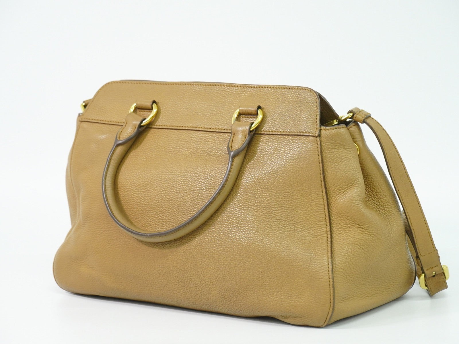 Prada Vintage Handbag Leather Beige Leather Handbag (Authentic  )