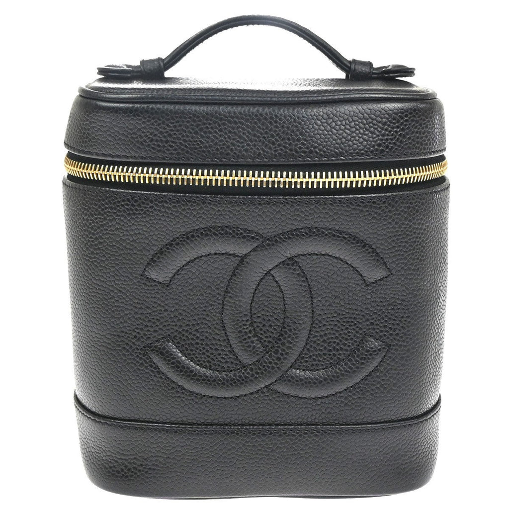 Chanel Vintage Timeless Cosmetic Case Caviar Black Leather Handbag (Authentic  )