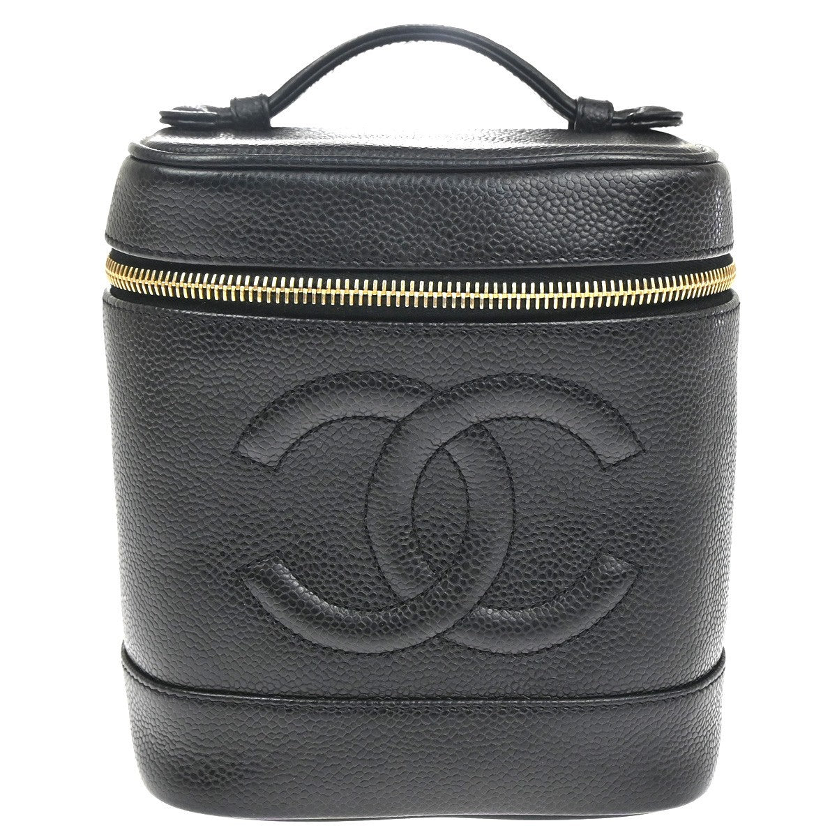 Chanel Vintage Timeless Cosmetic Case Caviar Black Leather Handbag (Authentic  )
