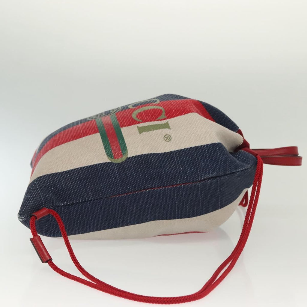 Gucci Logo Drawstring Backpack Striped Canvas Multicolour Canvas Backpack Bag (Authentic  )
