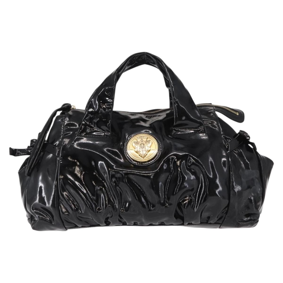 Gucci Hysteria Convertible Top Handle Bag Patent Black Patent_Leather Handbag (Authentic  )