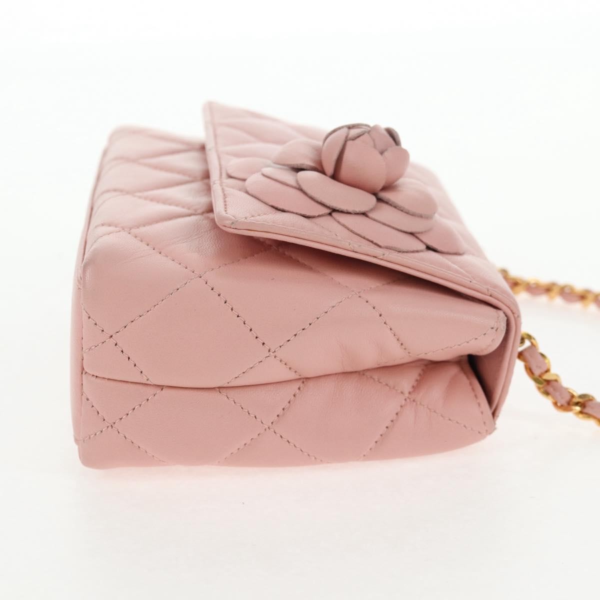 Chanel Vintage Camellia Flap Bag Quilted Lambskin Pink Leather Bag (Authentic  )