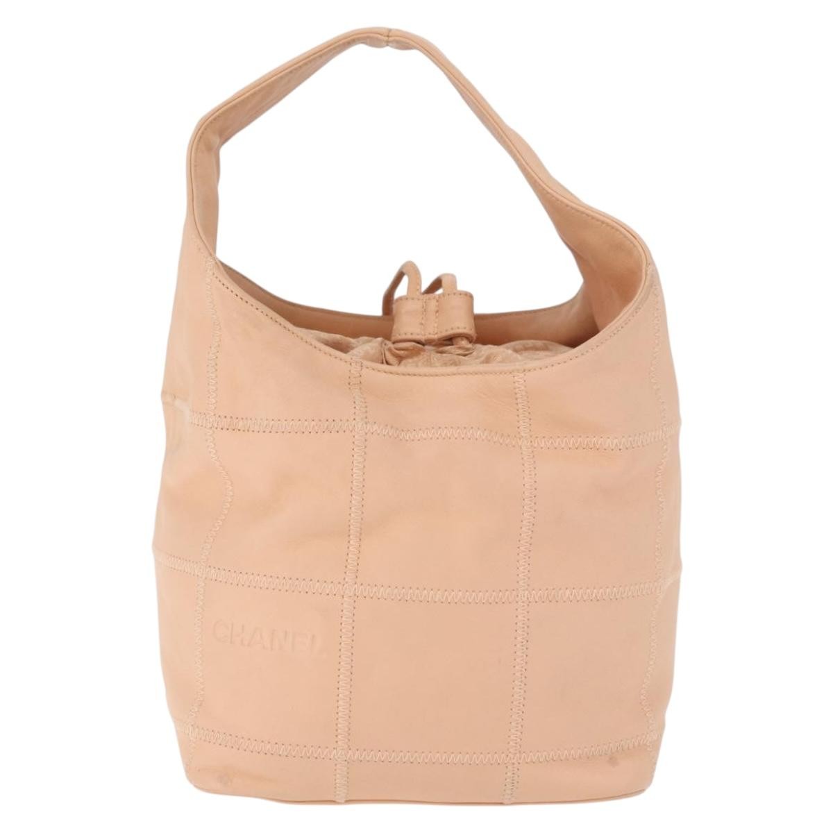 Chanel Square Stitch Tassel Hobo Quilted Leather Pink Leather Handbag ( )