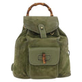 Gucci Gucci Bamboo Backpack Daim Khaki Leather Backpack Bag (Authentic  )