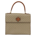 Celine Vintage Macadam Handbag Canvas And Leather Beige Canvas Handbag (Authentic  )