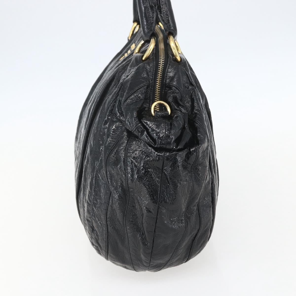 Prada Waves Hobo Leather And Tessuto Black Leather Handbag (Authentic  )