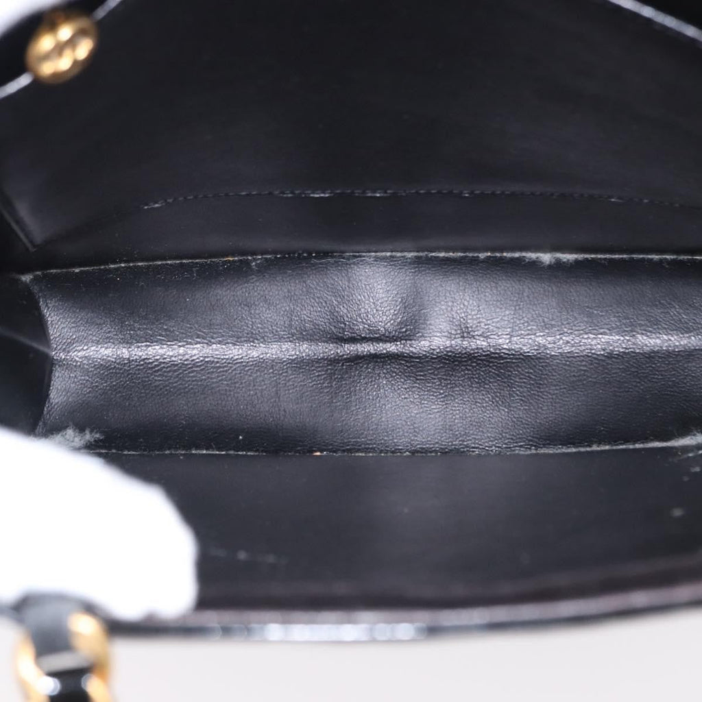 Chanel Chocolate Bar Tote Leather Black Patent_Leather Handbag (Authentic  )