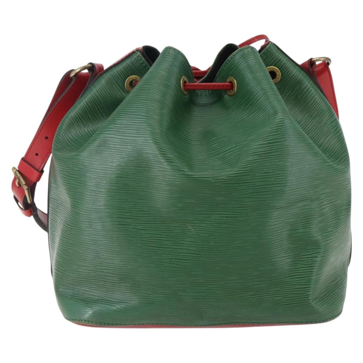 Louis Vuitton Bicolor Petit Noe Handbag Epi Leather Green Leather Bag (Authentic  )