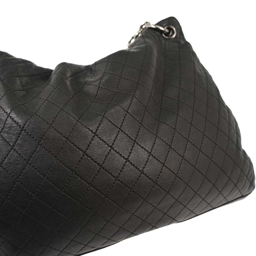 Chanel Flap Shoulder Bag Leather Black Leather Handbag ( )
