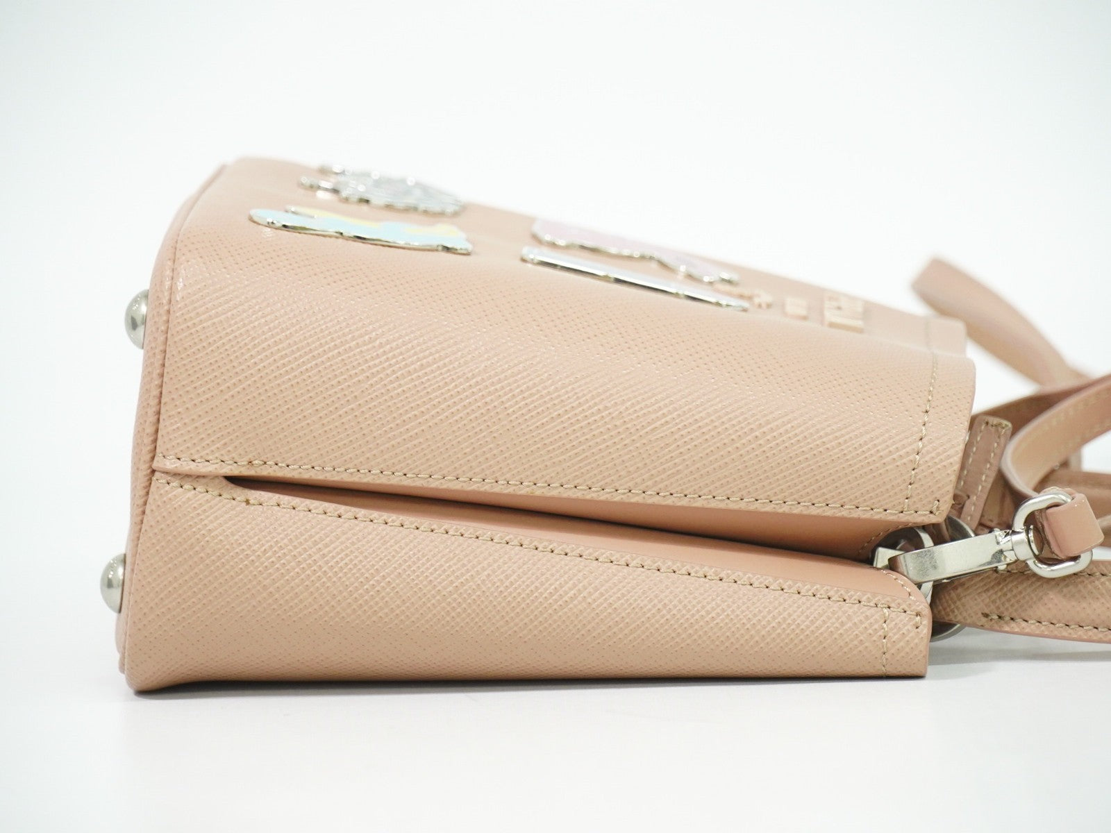 Prada Panier Bucket Bag Saffiano Leather Beige Leather Bag (Authentic  )