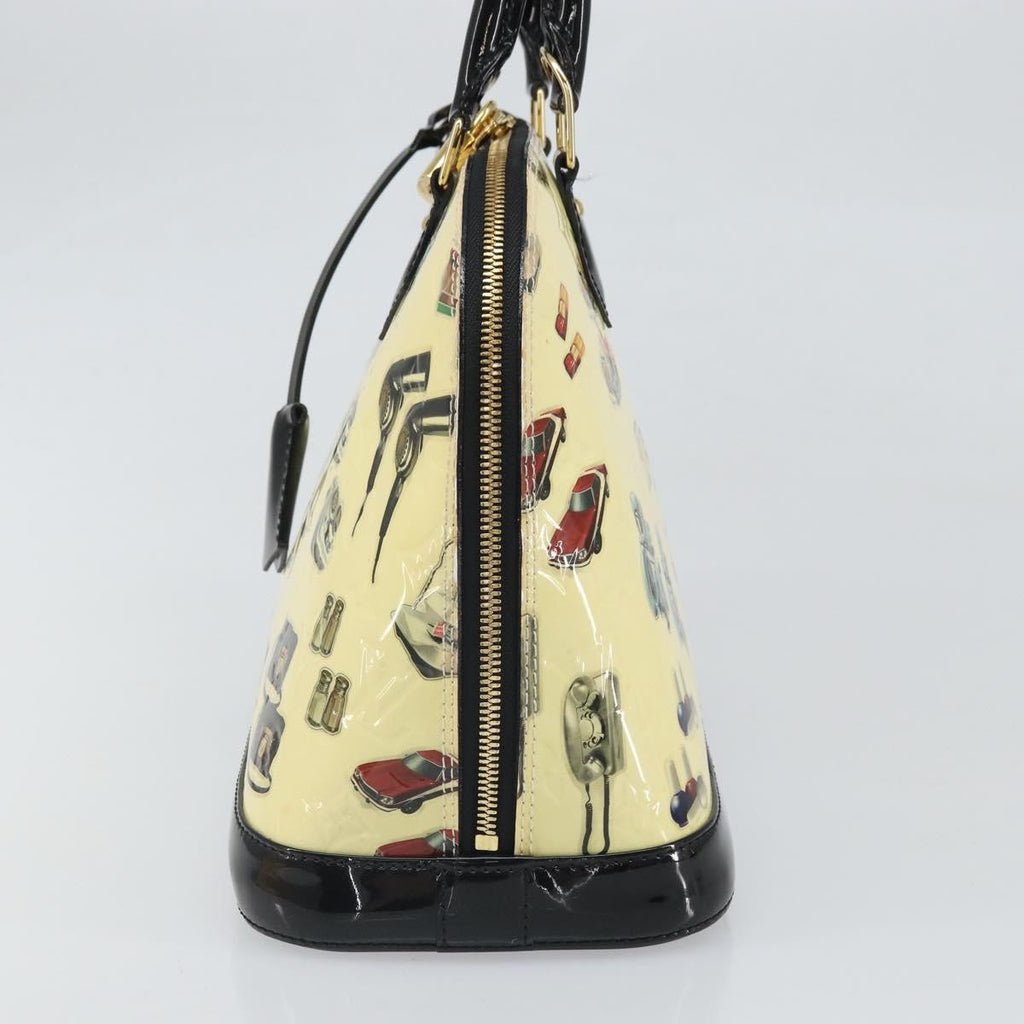 Louis Vuitton Alma Handbag Limited Edition Stickers Monogram Vernis White Patent_Leather Handbag (Authentic  )