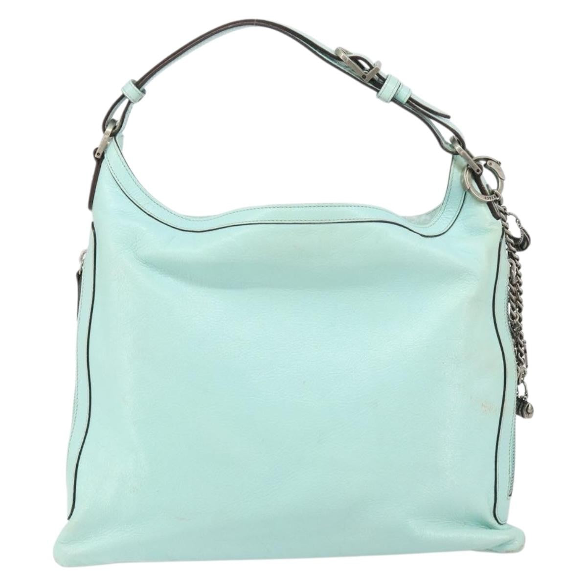 Versace Vintage Handbag Leather Blue Leather Handbag (Authentic  )