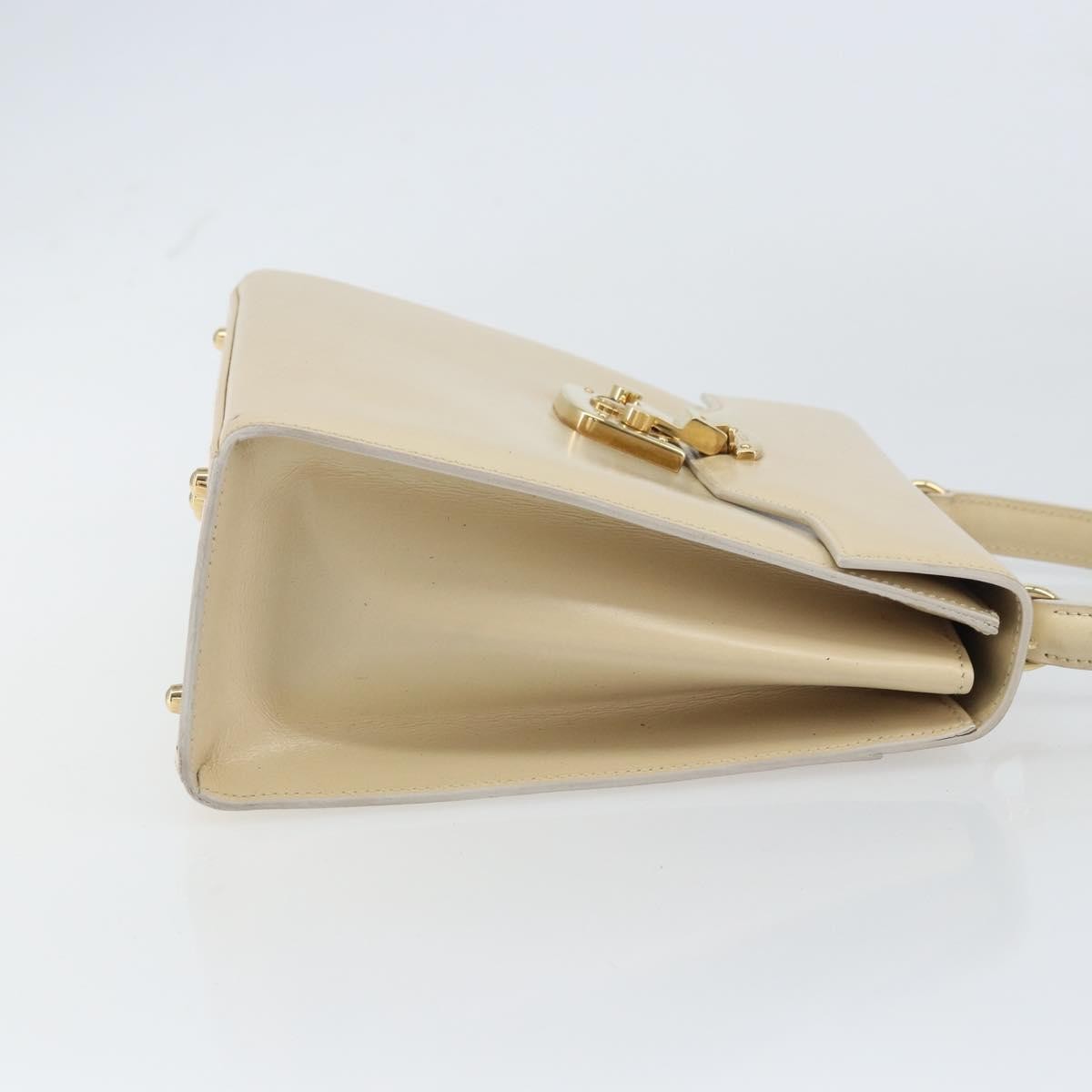 Gucci Vintage Lady Lock Top Handle Bag Leather Beige Leather Handbag (Authentic  )