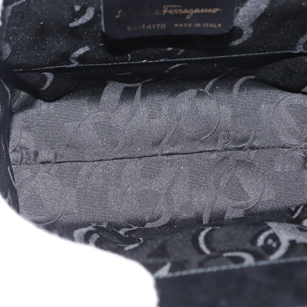 Salvatore Ferragamo Vala Handbag Leather Black Leather Handbag (Authentic  )