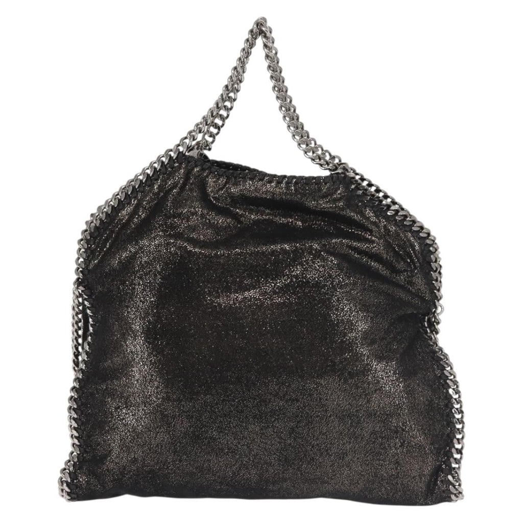 Stella Mccartney Falabella Fold Over Bag Faux Suede Black Synthetic Bag (Authentic  )