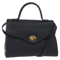 Bally Vintage Handbag Quilted Leather Navy Leather Handbag (Authentic  )