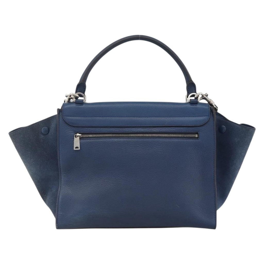 Celine Trapeze Bag Leather Blue Leather Handbag ( )