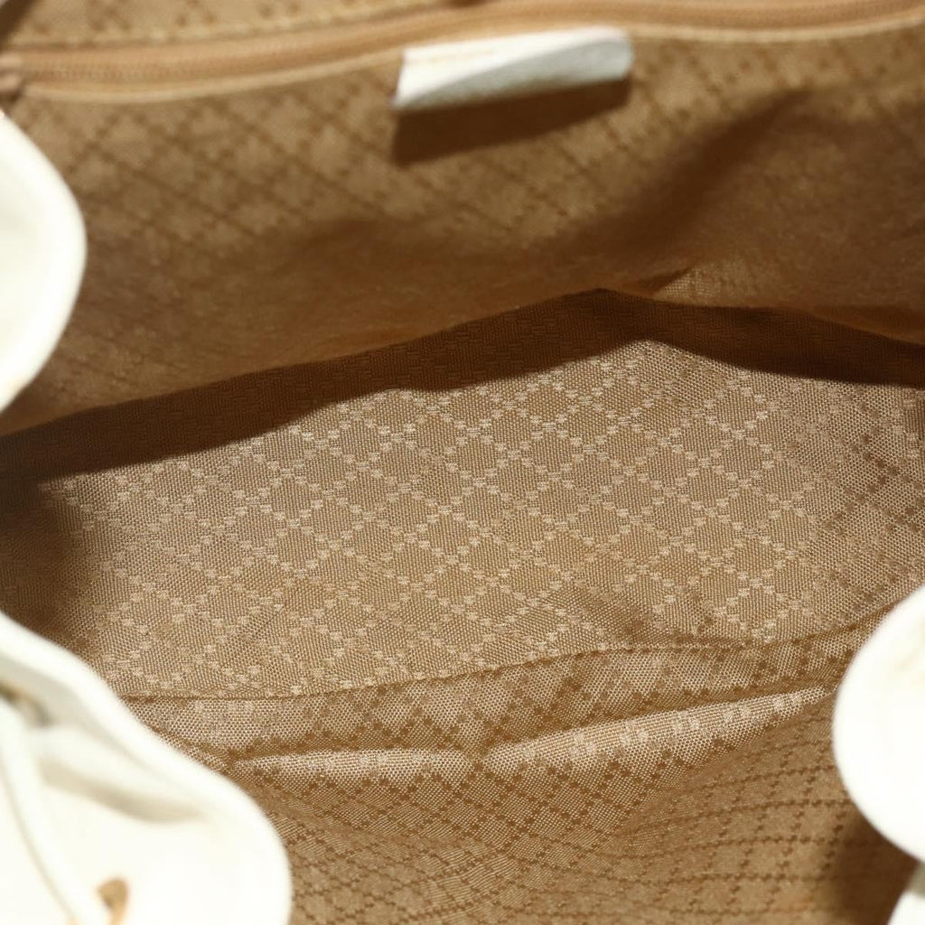 Gucci Vintage Bamboo Backpack Leather White Leather Backpack Bag (Authentic  )