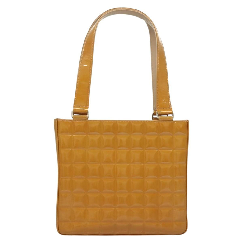 Chanel Chocolate Bar Cc Tote Quilted Patent Yellow Patent_Leather Handbag ( )