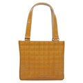 Chanel Chocolate Bar Cc Tote Quilted Patent Yellow Patent_Leather Handbag ( )