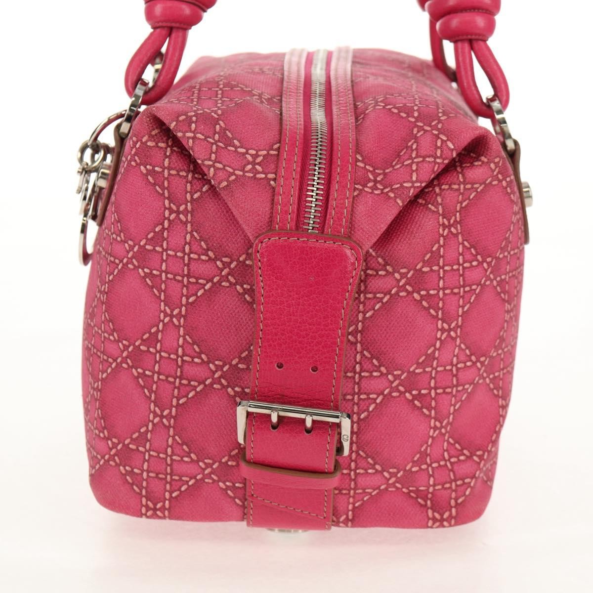 Christian Dior Cannage Handbag Canvas Pink Canvas Handbag (Authentic  )