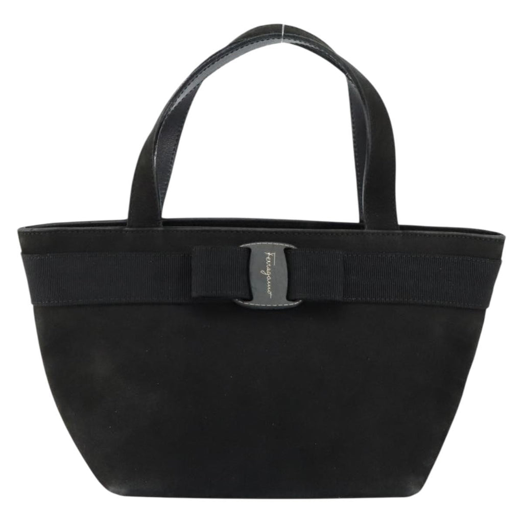 Salvatore Ferragamo Vala Handbag Suede Black Suede Handbag (Authentic  )