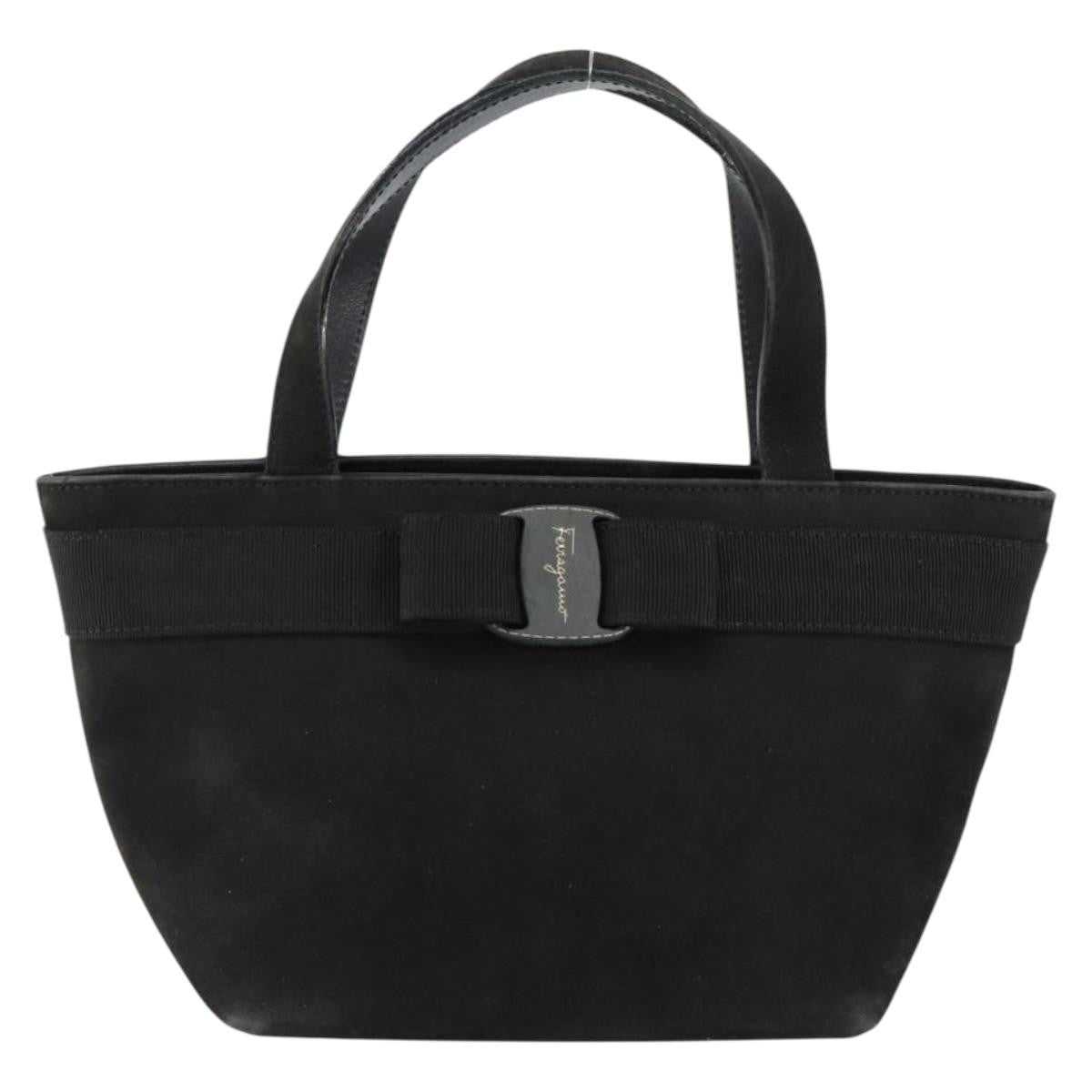 Salvatore Ferragamo Vala Handbag Suede Black Suede Handbag (Authentic  )