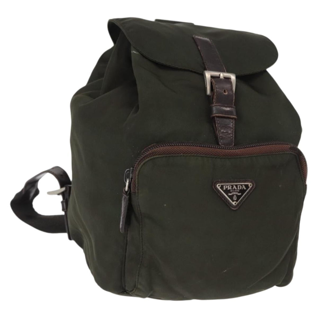 Prada Front Pocket Backpack Tessuto Khaki Nylon Backpack Bag (Authentic  )