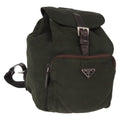 Prada Front Pocket Backpack Tessuto Khaki Nylon Backpack Bag (Authentic  )