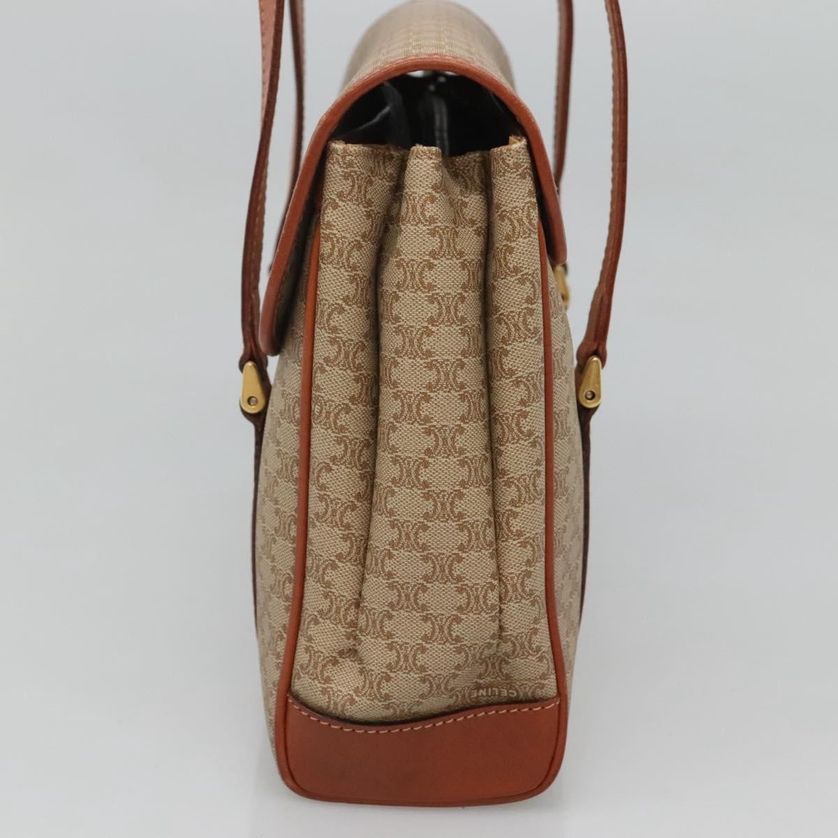 Celine Vintage Macadam Handbag Canvas And Leather Beige Canvas Handbag (Authentic  )