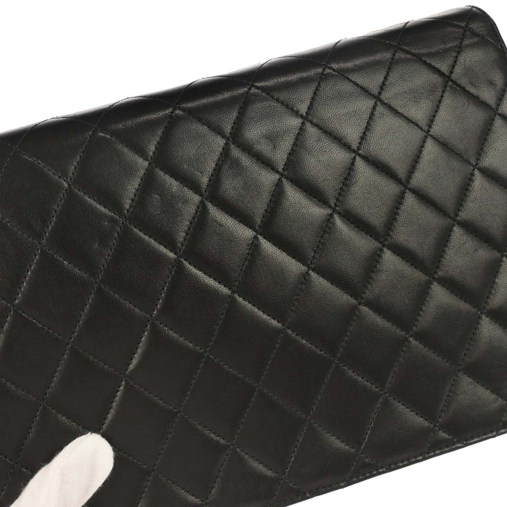 Chanel Flap Shoulder Bag Quilted Lambskin Black Leather Handbag (Authentic  )