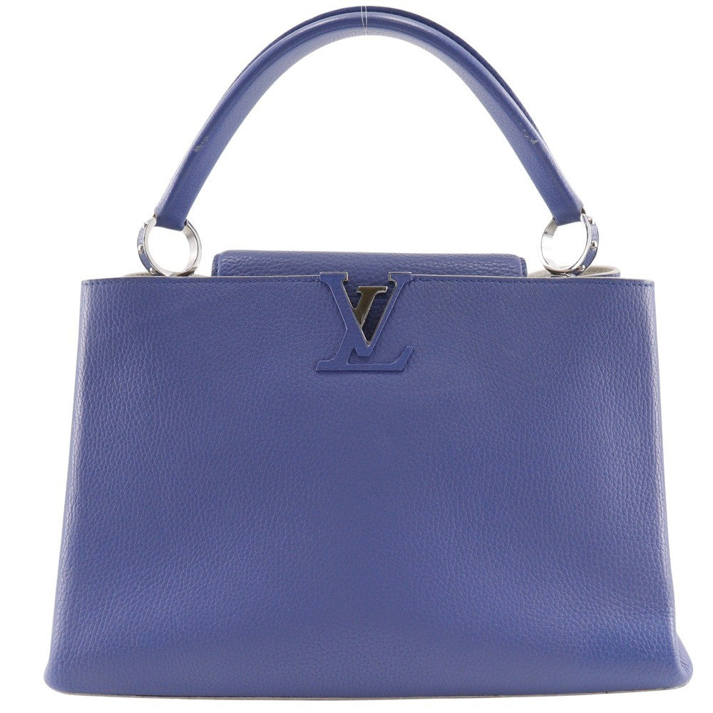 Louis Vuitton Capucines Bag Leather Blue Leather Handbag (Authentic  )
