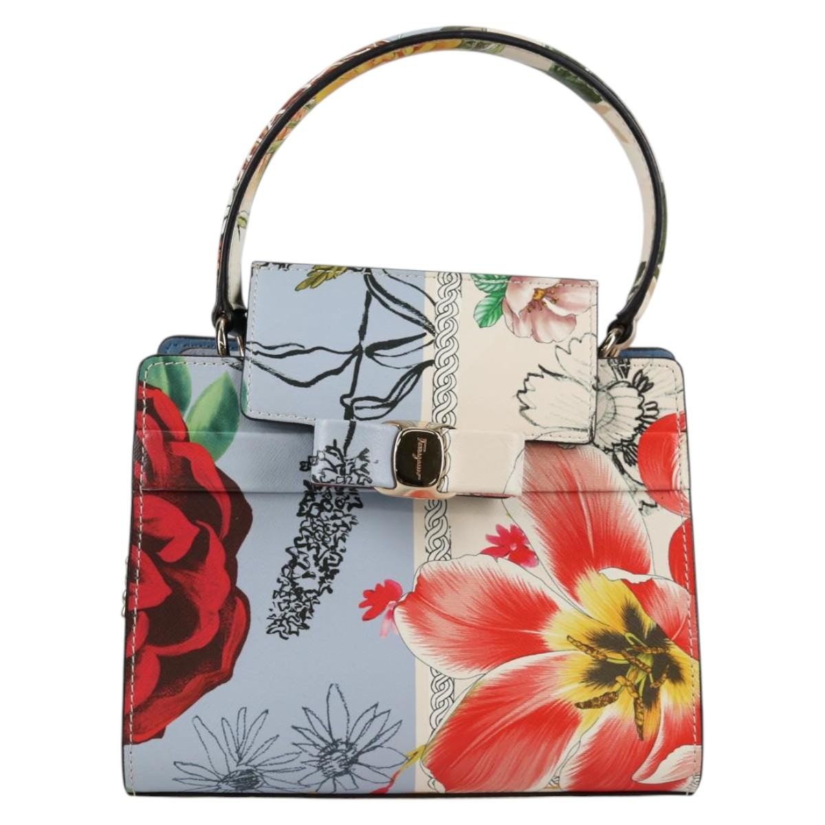 Salvatore Ferragamo Vala Handbag Leather Multicolour Leather Handbag (Authentic  )