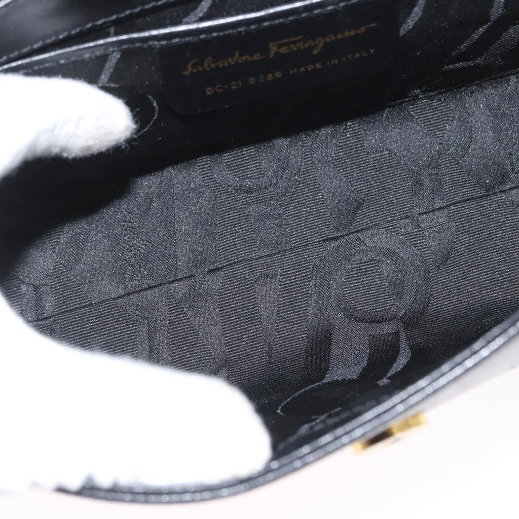 Salvatore Ferragamo Vintage Handbag Leather Black Leather Handbag (Authentic  )