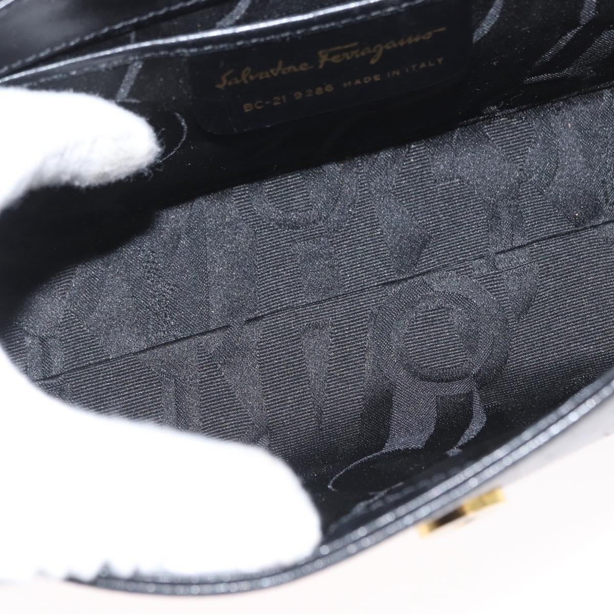 Salvatore Ferragamo Vintage Handbag Leather Black Leather Handbag (Authentic  )
