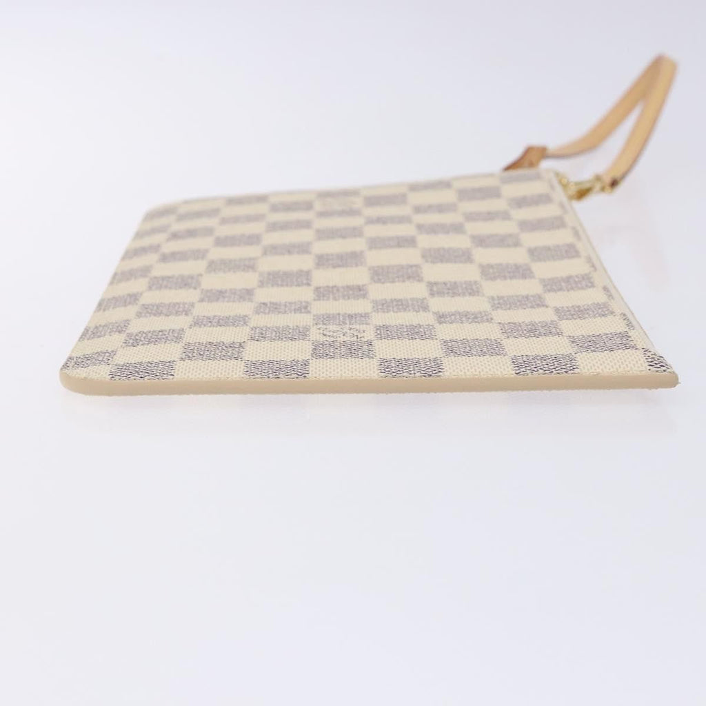 Louis Vuitton Neverfull Pochette Damier White Canvas Bag (Authentic  )