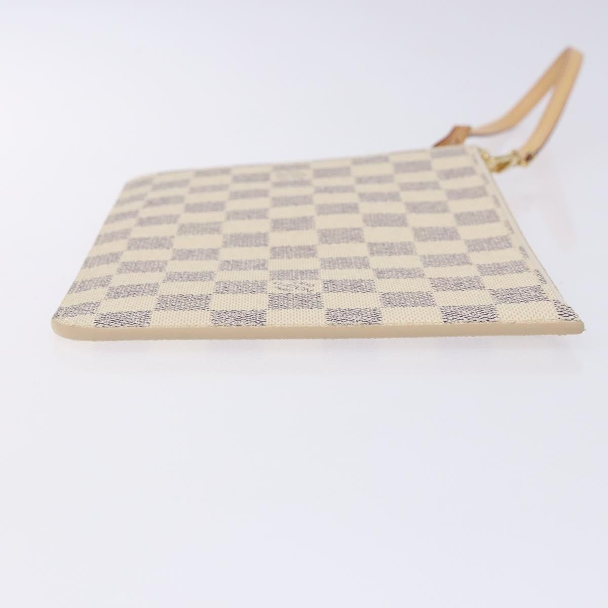 Louis Vuitton Neverfull Pochette Damier White Canvas Bag (Authentic  )