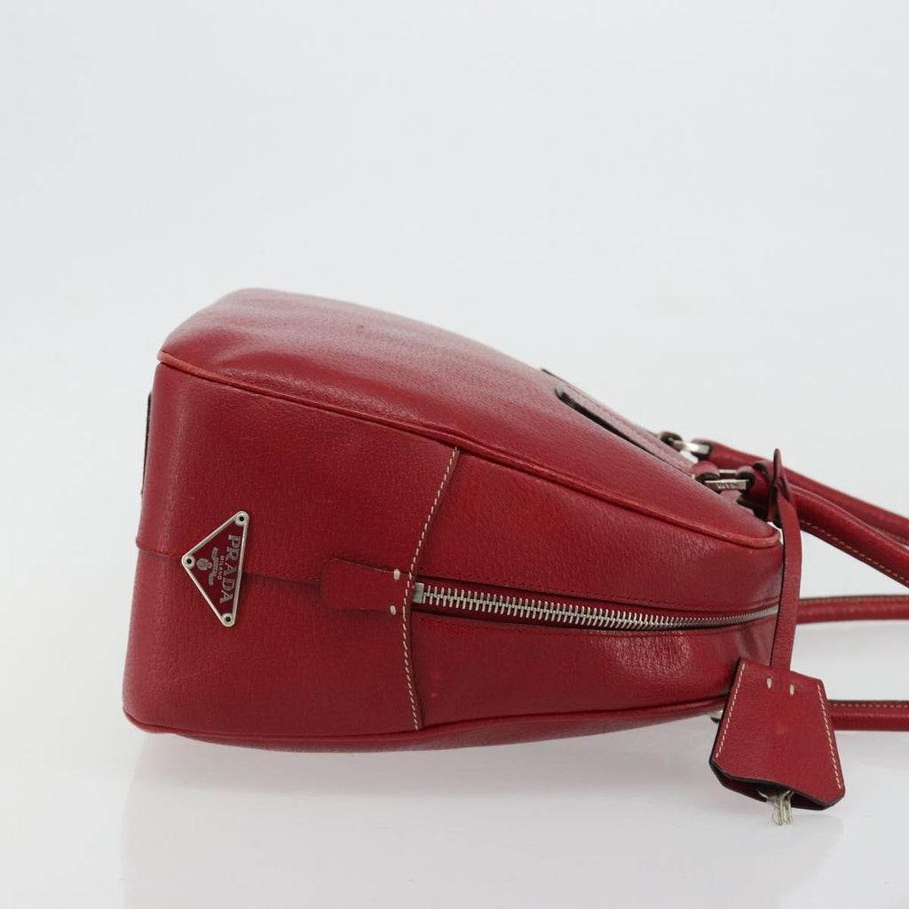 Prada Vintage Bauletto Bag Leather Red Leather Handbag ( )