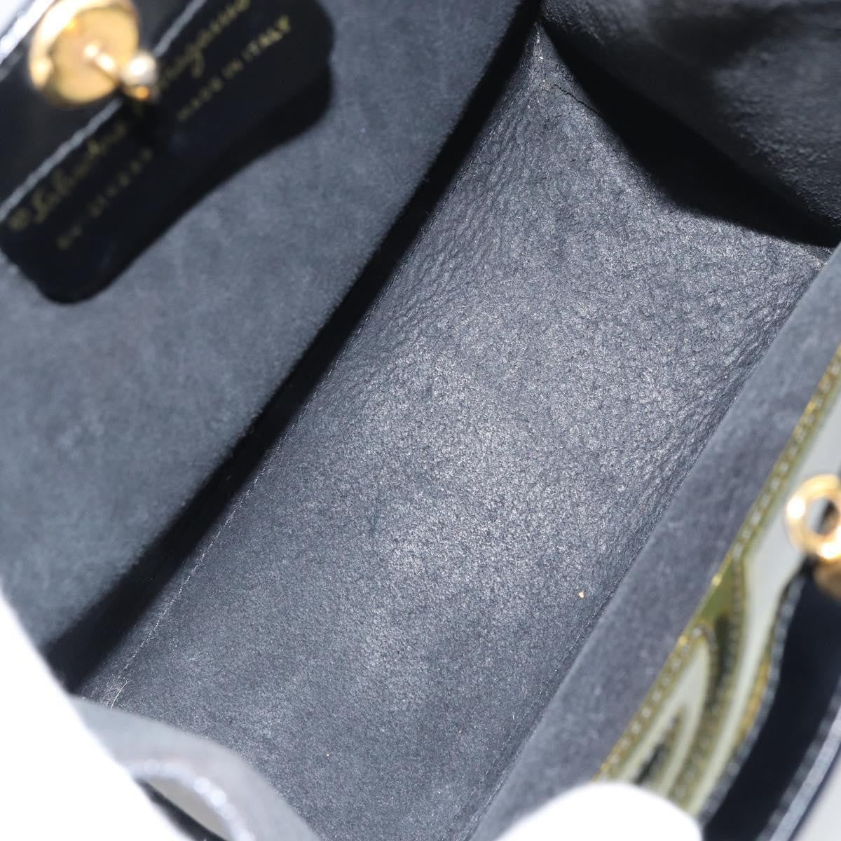 Salvatore Ferragamo Vintage Handbag Patent Leather Black Patent_Leather Handbag (Authentic  )
