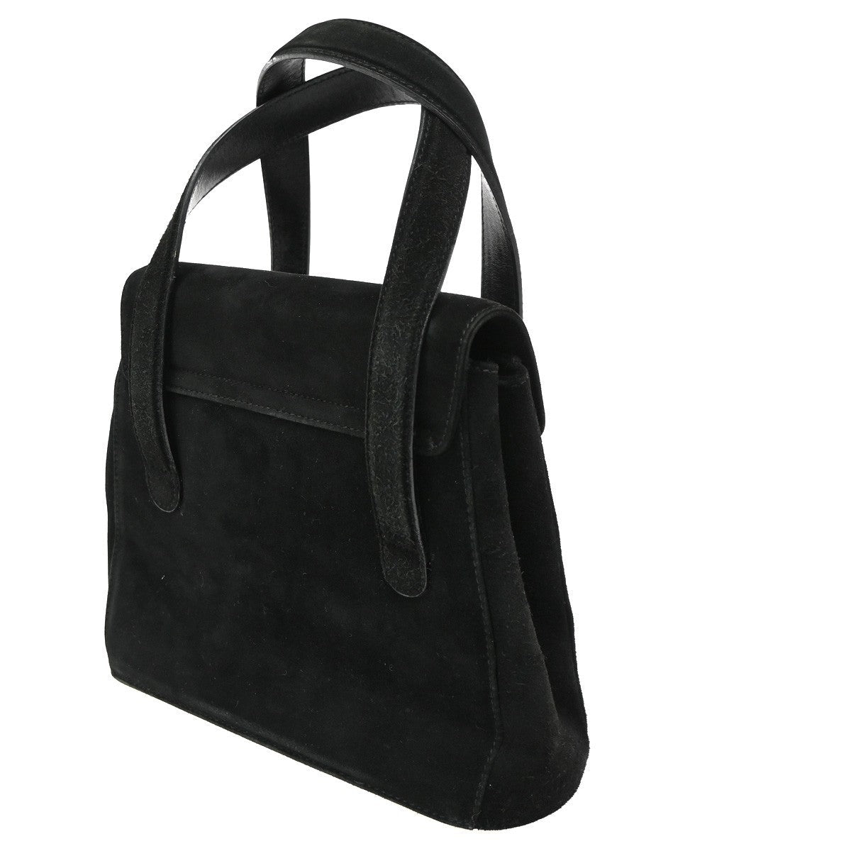 Salvatore Ferragamo Gancini Handbag Suede Black Suede Handbag (Authentic  )