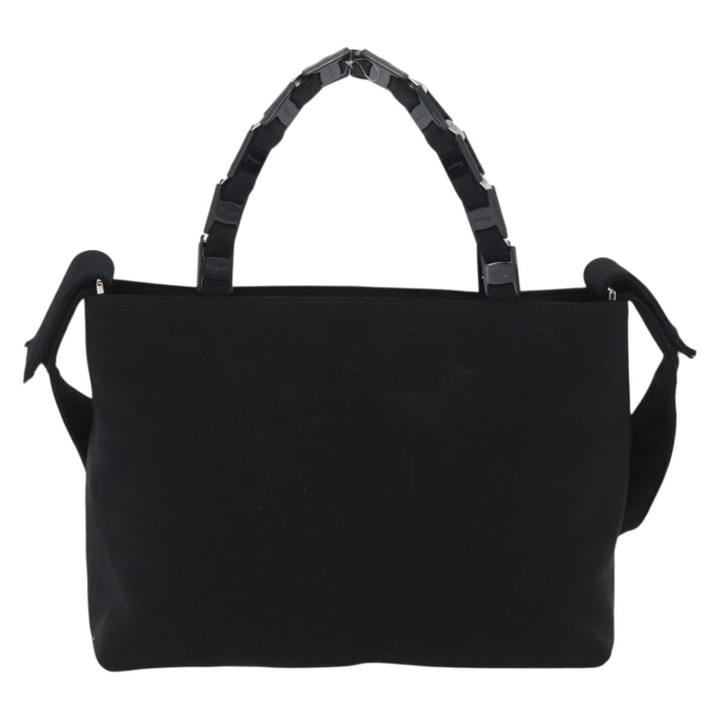 Salvatore Ferragamo Vintage Handbag Canvas Black Canvas Handbag (Authentic  )