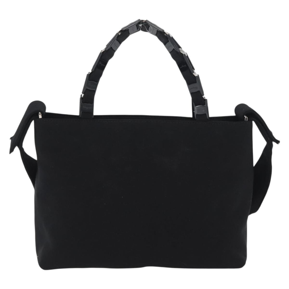 Salvatore Ferragamo Vintage Handbag Canvas Black Canvas Handbag (Authentic  )
