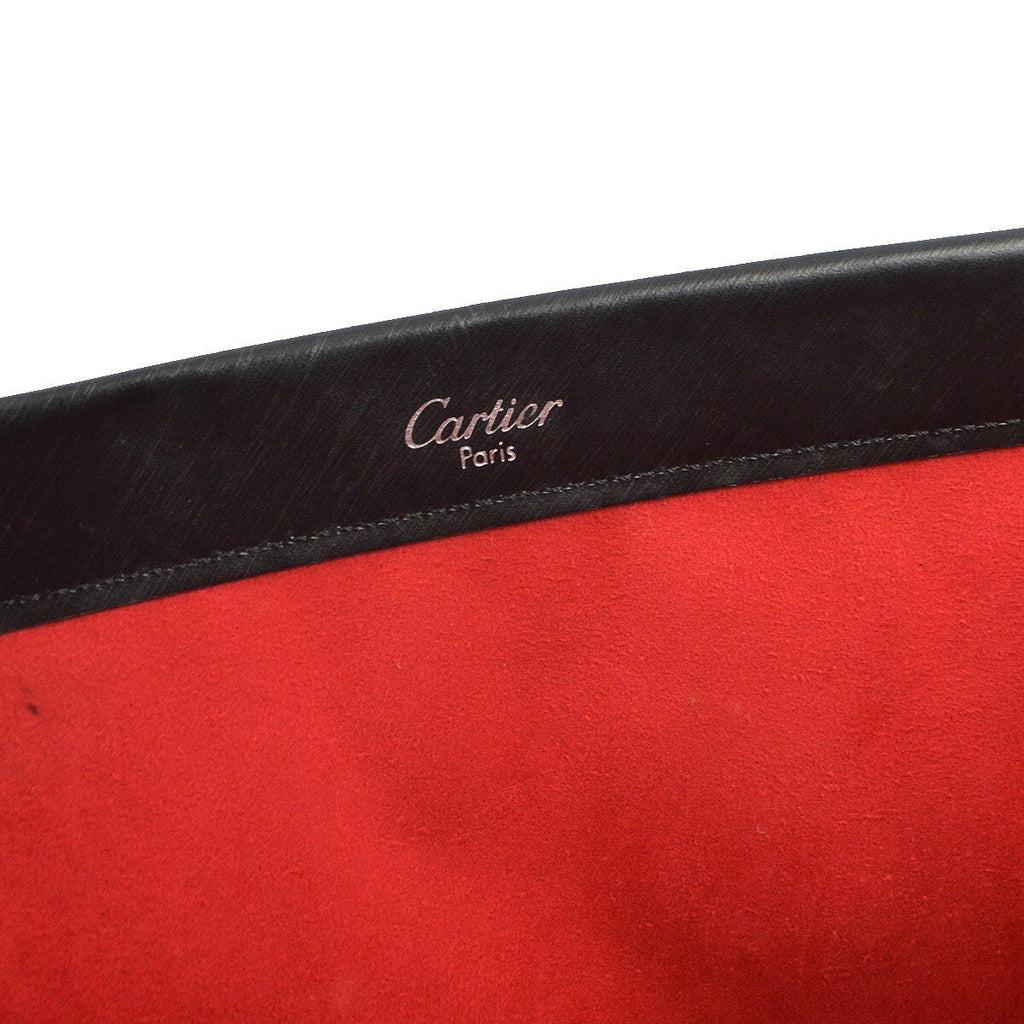Cartier Trinity Hand Bag Leather Black Leather Handbag (Authentic  )