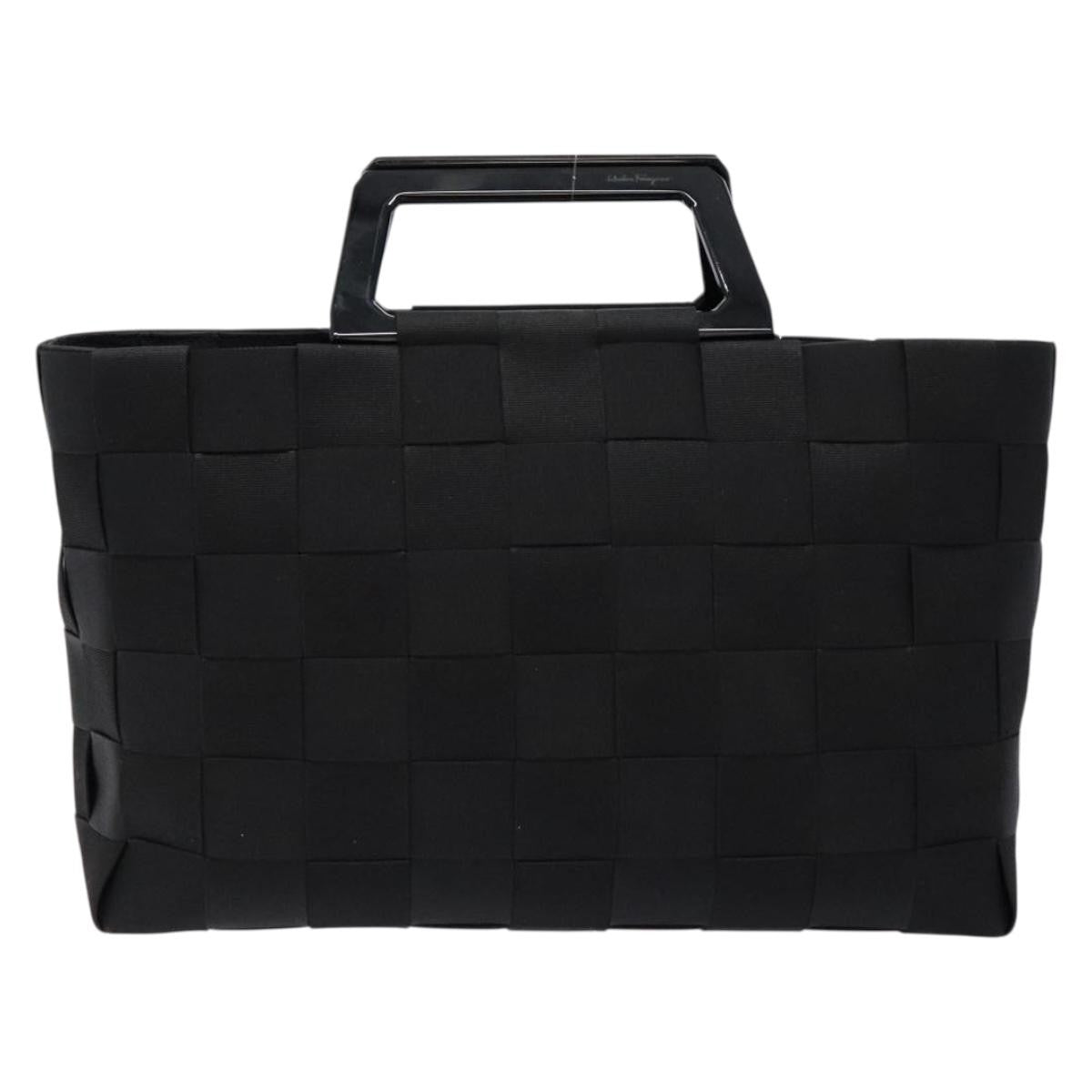 Salvatore Ferragamo Vintage Handbag Canvas Black Canvas Handbag (Authentic  )