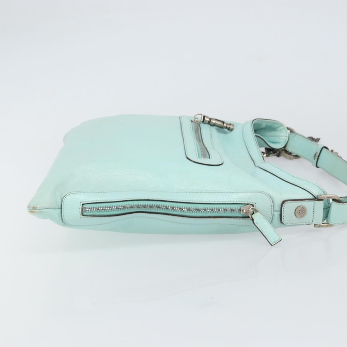 Versace Vintage Handbag Leather Blue Leather Handbag (Authentic  )